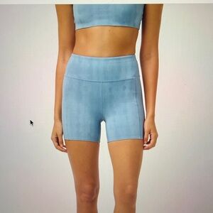 Travis Mathew Sky Blue Women's High-Waist Bike Shorts